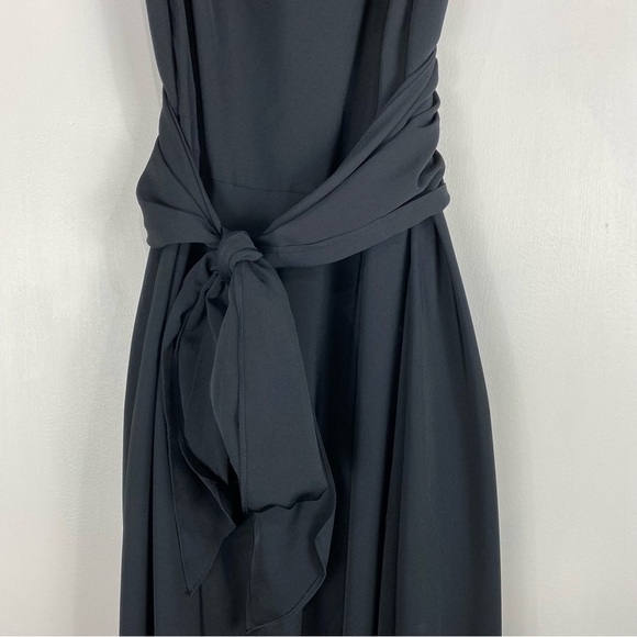 Coldwater Creek Belted Tie Waist Cowl Neck Sleeveless Midi Dress Black 10 (NWT) - Picture 3 of 7